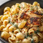 High Protein Garlic Parmesan Pasta Bowl with 384 calories and 36g protein