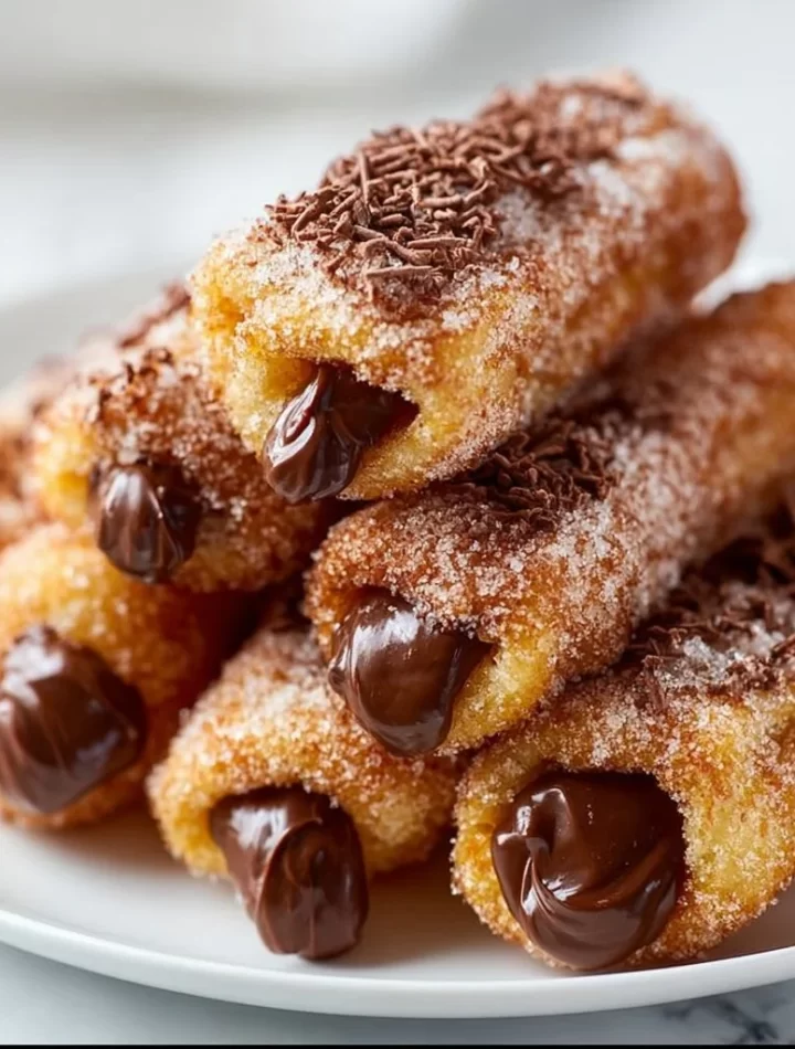 Delicious homemade churro bites filled with Nutella, perfect for dessert