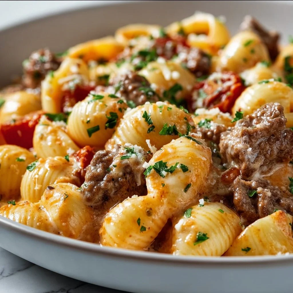 Creamy Beef and Shells