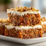 Irresistibly indulgent carrot cake cream cheese bars topped with frosting