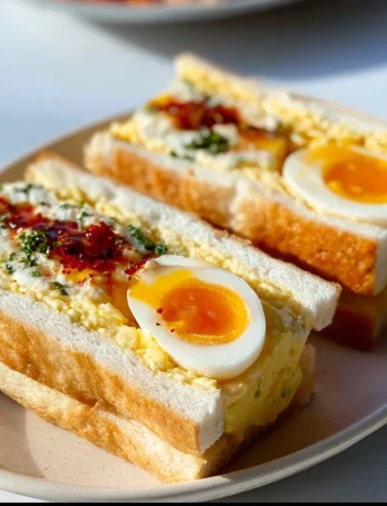 Japanese Egg Sandwich with creamy egg filling and soft bread