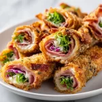 Delicious Keto Crispy Reuben Roll-Ups served on a plate