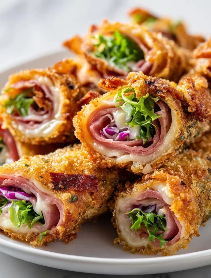 Delicious Keto Crispy Reuben Roll-Ups served on a plate