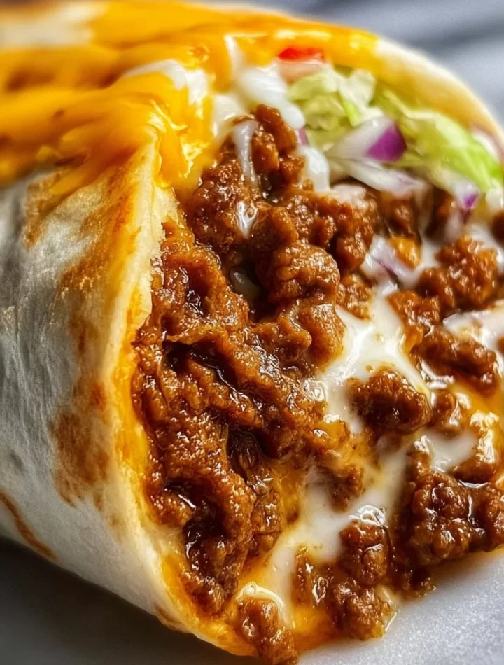 Taco Bell's Beefy Melt Burrito loaded with beef, cheese, and toppings