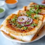 Masala Dosa Sandwich served with chutney and sambar