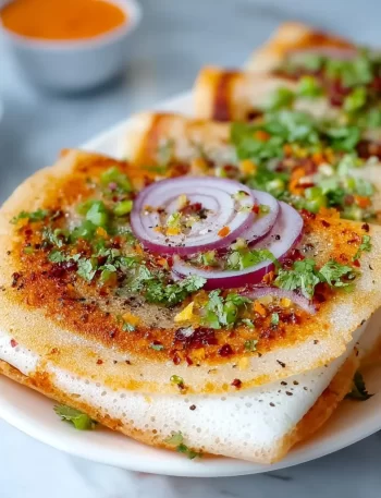 Masala Dosa Sandwich served with chutney and sambar