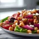 Mediterranean Chickpea Salad with fresh vegetables and herbs