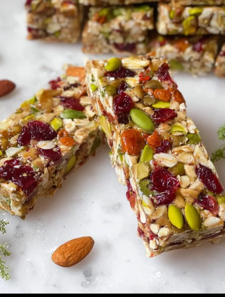 Freshly made no-bake protein bars with nuts and chocolate