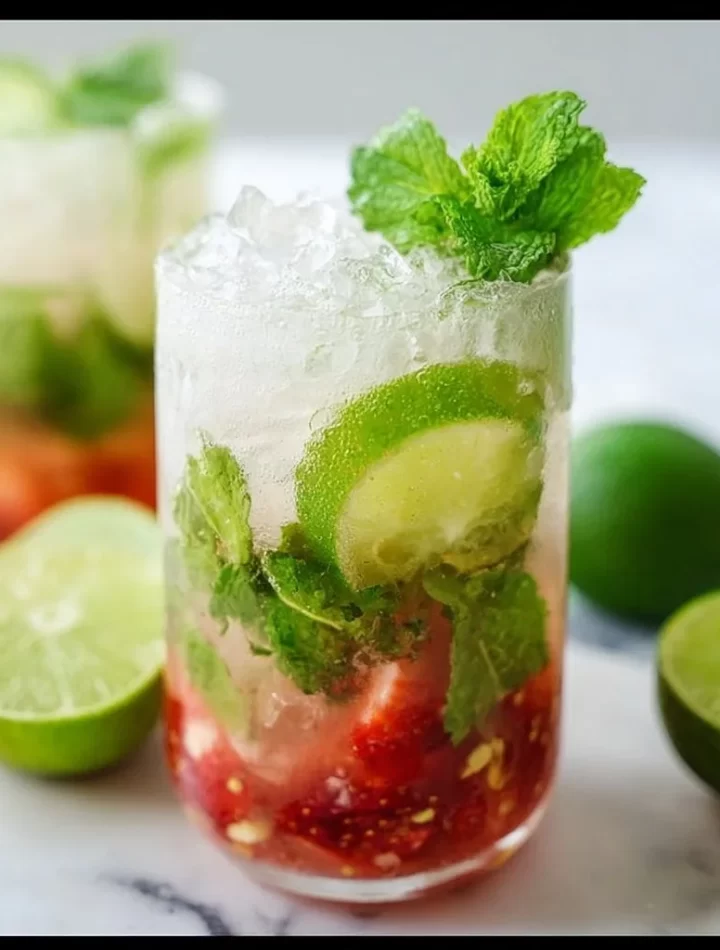 Delicious mojito mocktail in a glass with mint and lime garnish