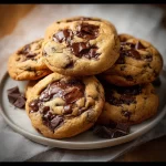 Nutella stuffed chocolate chip cookies fresh out of the oven