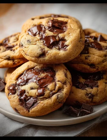 Nutella stuffed chocolate chip cookies fresh out of the oven