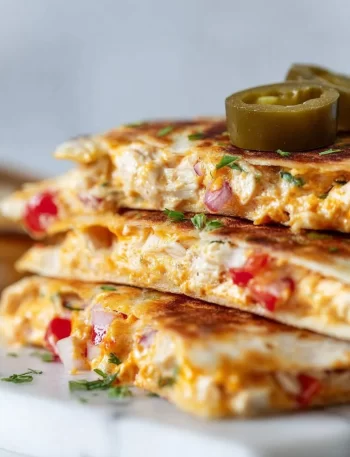 Pimento cheese chicken quesadillas served with salsa and guacamole