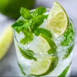 Refreshing mojito recipe ingredients and serving in a glass.
