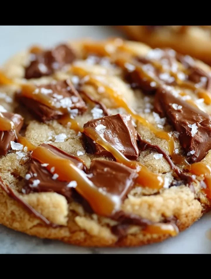 Salted caramel cookie fresh out of the oven, warm and gooey.