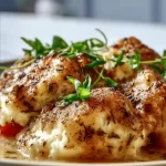 Delicious herb lemon chicken dish garnished with herbs and lemon slices