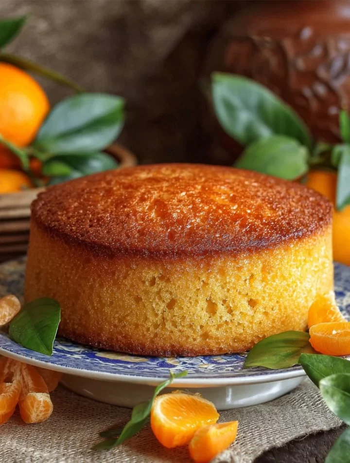 Sicilian Whole Orange Cake beautifully presented with fresh oranges