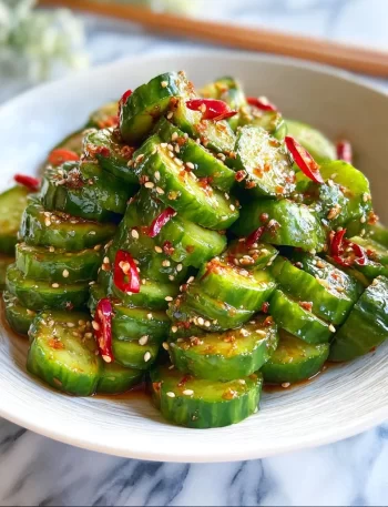 Spicy Asian cucumber salad with bright colors and fresh ingredients
