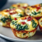 Delicious spinach egg muffins baked in a muffin tin, perfect for breakfast.