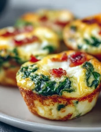 Delicious spinach egg muffins baked in a muffin tin, perfect for breakfast.