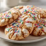 Delicious Springtime Crinkle Cookies dusted with powdered sugar.