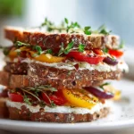Delicious beach sandwich served on the shore
