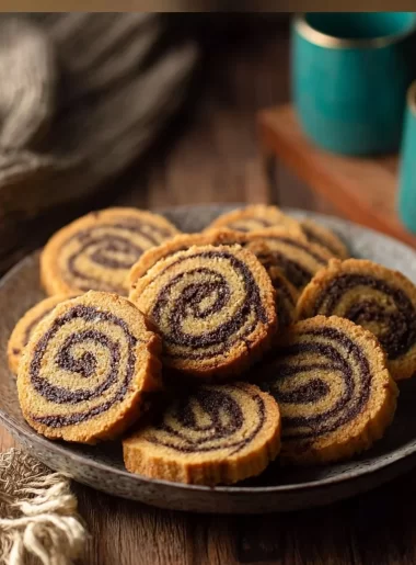 Vegan gluten-free cinnamon roll cookies arranged on a plate