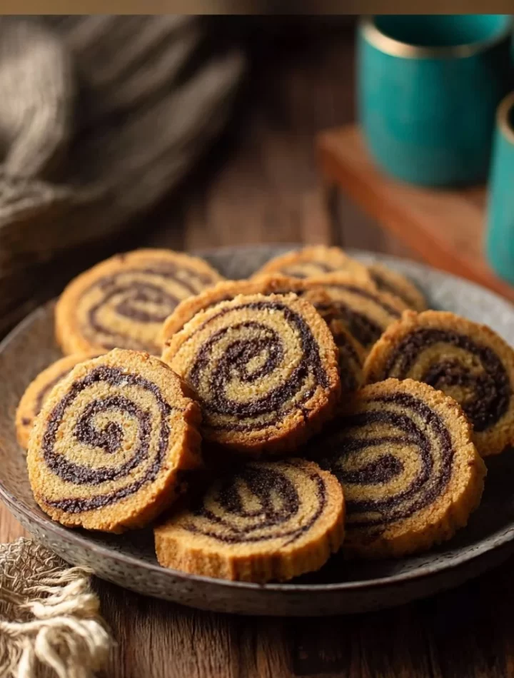 Vegan gluten-free cinnamon roll cookies arranged on a plate