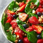 Fresh strawberry spinach salad with vibrant greens and juicy strawberries