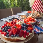Simple patriotic picnic setup for Memorial Day celebration outdoors