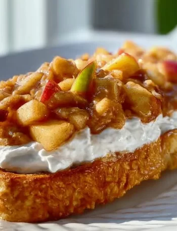 Delicious apple pie toast topped with cinnamon and apples.