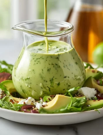 Creamy avocado lime dressing in a bowl with fresh ingredients