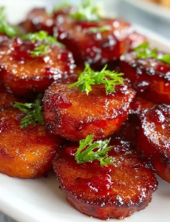 BBQ smoked sausage bites ready to serve at a party or gathering