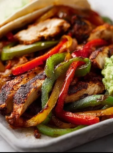 Delicious Blackstone chicken fajitas served with fresh vegetables and spices