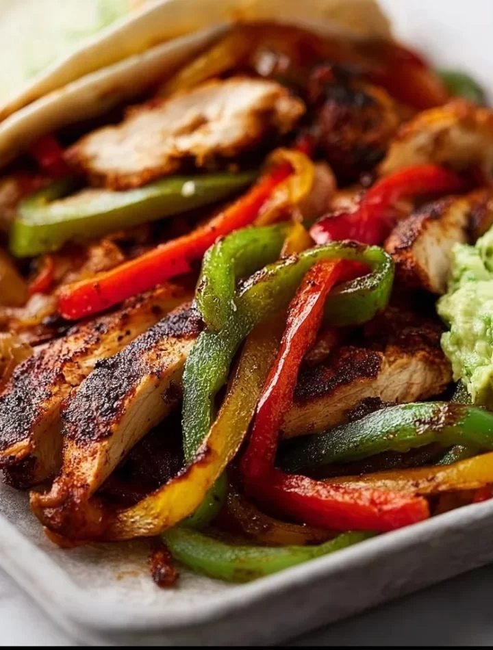 Delicious Blackstone chicken fajitas served with fresh vegetables and spices
