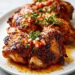 Delicious Blackstone grilled chicken thighs served on a plate