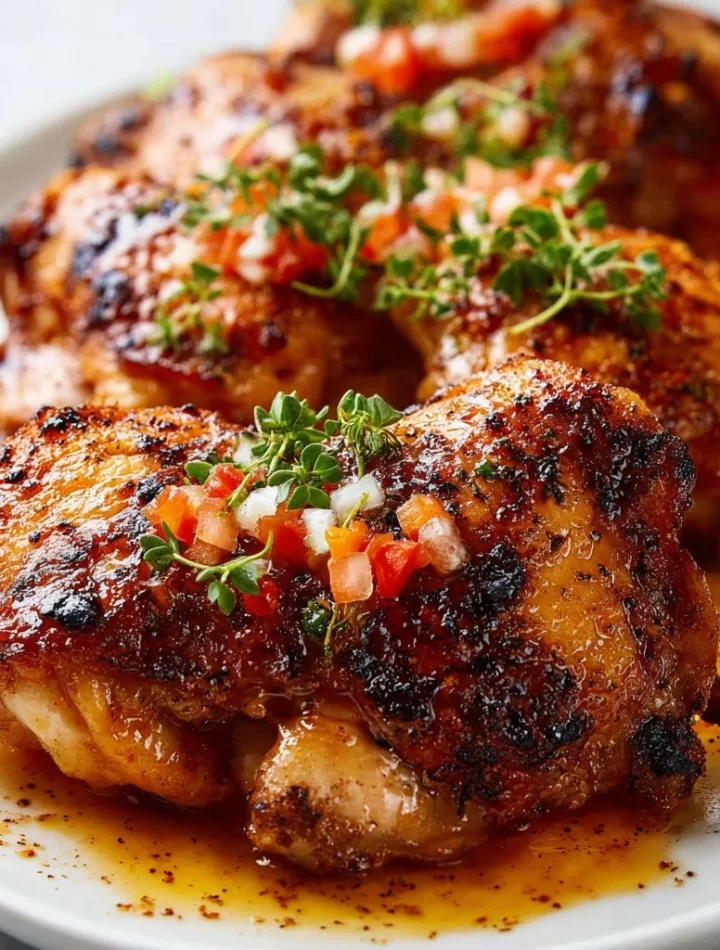 Delicious Blackstone grilled chicken thighs served on a plate