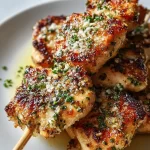 Delicious Blackstone Garlic Parmesan Chicken served on a plate with herbs