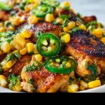 Grilled Blackstone Jalapeno Lime Chicken served with corn on the side