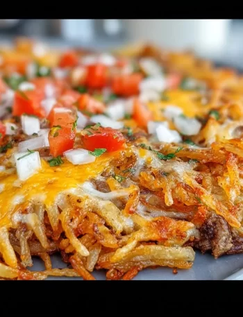 Delicious Blackstone taco hash browns served on a plate with toppings