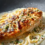 Creamy Chicken Alfredo with Garlic Butter and Griddle Sauce served on a plate