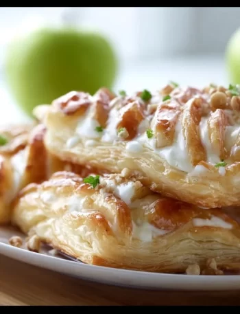 Cream cheese puff pastry with apples, fresh baked and ready to serve.