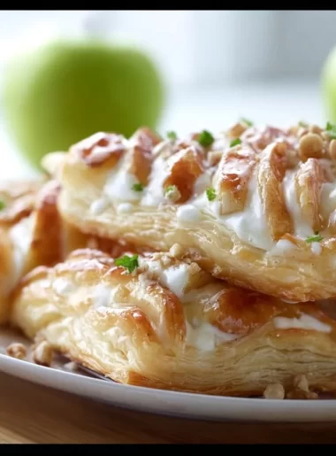 Cream cheese puff pastry with apples, fresh baked and ready to serve.