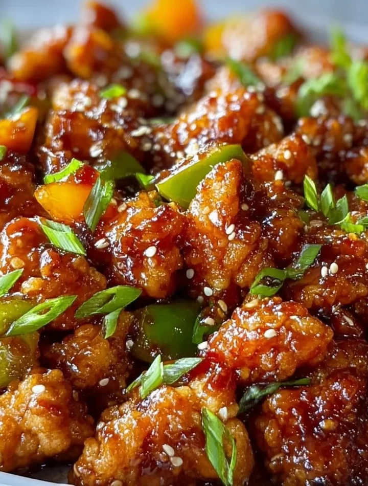 Crispy Blackstone orange chicken served on a plate with garnishes