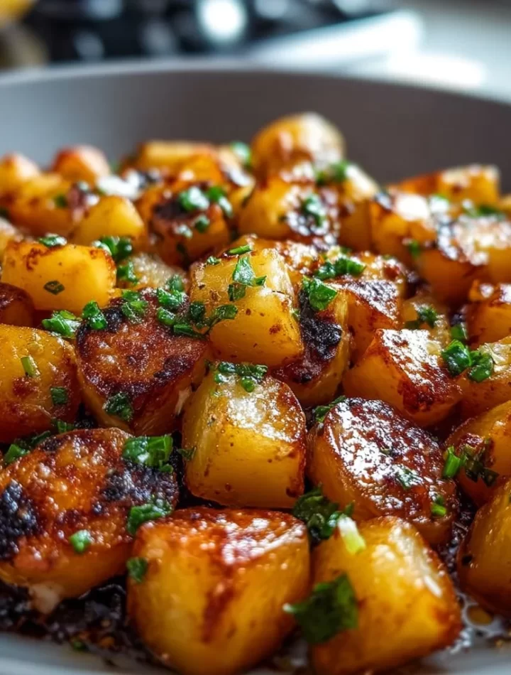 Crispy Blackstone Potatoes served as a delicious side dish