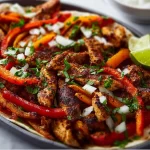 Delicious Blackstone chicken fajitas sizzling on the grill