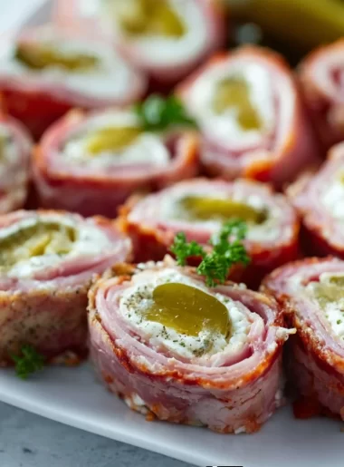 Delicious easy ham roll-ups with cream cheese and herbs, perfect for parties.