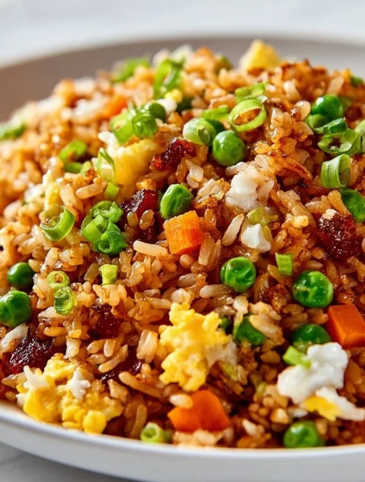 Delicious Blackstone fried rice recipe with vibrant vegetables and seasonings