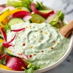 Delicious Green Goddess Dressing with fresh herbs and creamy texture.