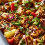 Delicious Hawaiian Chicken Sheet Pan recipe with tropical vegetables and flavors