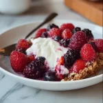 Healthy breakfast bowl with berries and Greek yogurt